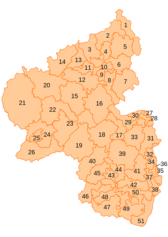 Karte Wahlkreise Landtagswahl Rheinland-Pfalz 2016